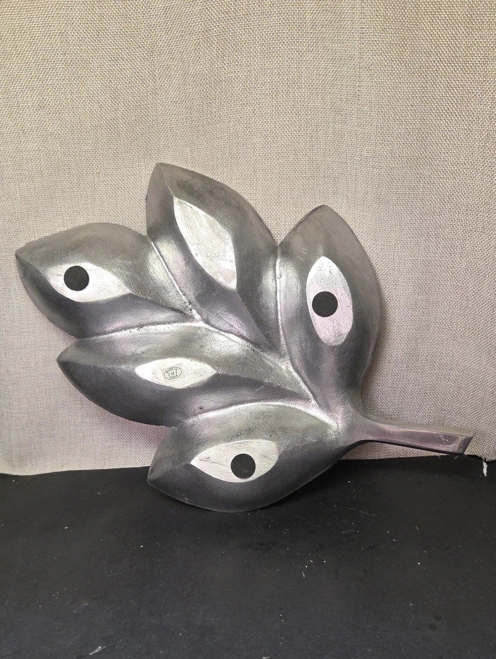 Large Paradigm India Large Leave Platter Bowl Fall Decor Plate Pewter Steel 17”